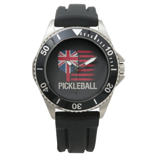 Pickleballspelare Paddle Uk Flagga  Armbandsur (Framsida)