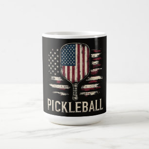 Pickleballspelare US Flagga Retro Paddleball Kaffemugg