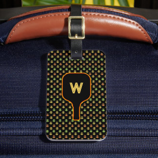 Picklebollar & paddle monogram (svart) bagagemärke bagagebricka