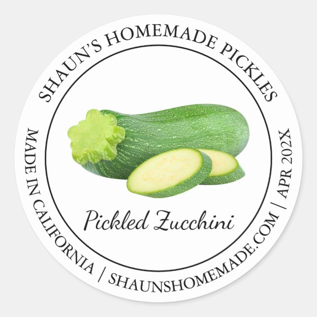 Pickled Zucchini Modern etikett (Framsida)