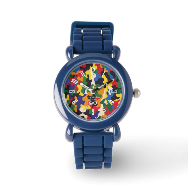 PickleKids™ Färg Camo Blue Watch Armbandsur (Framsida)