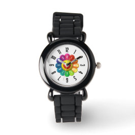 PickleKids™ Rainbow Flower Kids Black Watch Armbandsur