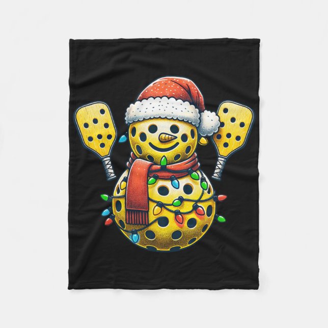 Picklell Snowman Santa Hat Lights Christmas Pickle Fleecefilt (Framsidan)