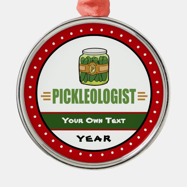 PICKLEOLOGIST Funny Pickle Älskare Julgransprydnad Metall (Framsidan)