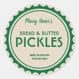 Pickles canning burk etiketterar modern runt klistermärke
