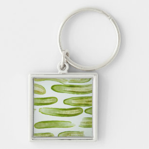 Pickles Green Fyrkantig Silverfärgad Nyckelring