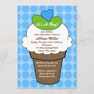 Pickles & Ice Cream Pojke Baby Shower Inbjudningar