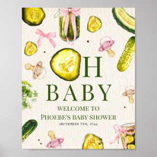 Pickles & Pacifiers Flickig Bebis Shower Välkommen Poster