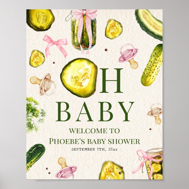 Pickles & Pacifiers Flickig Bebis Shower Välkommen Poster (Framsidan)