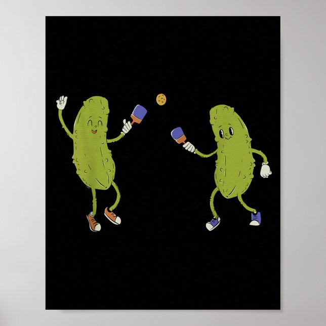 Pickles som spelar pickleball rolig pickleball-spe poster (Framsidan)