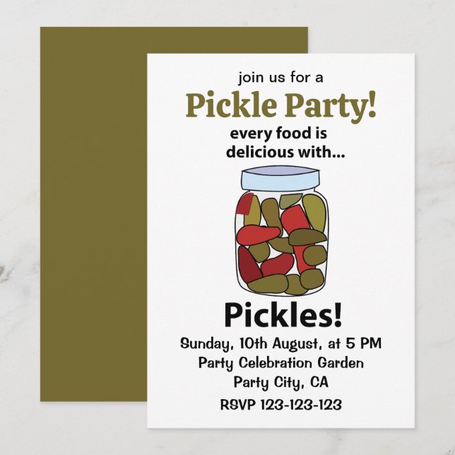 Pickles Varje Mat är God med Pickles  Inbjudningar (Fram/baksida)