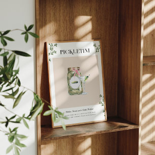 Pickletini   Bachelorette Namnteckning Drink Poster