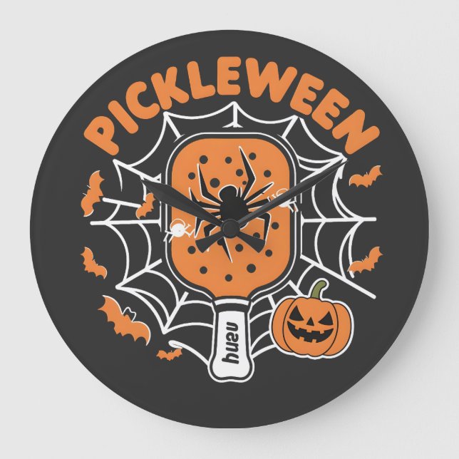 Pickleween Pickleball-sport Stor Klocka (Framsida)