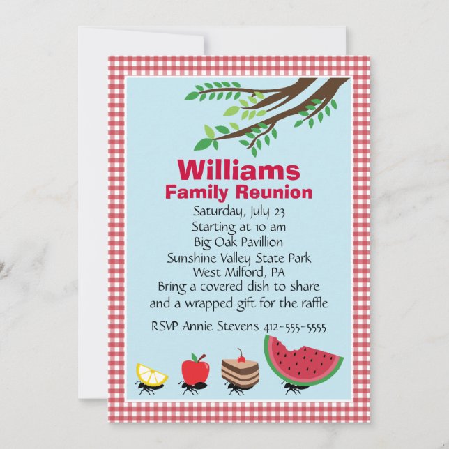 Picknick för anpassadefamiljmöte inbjudningar (Framsida)