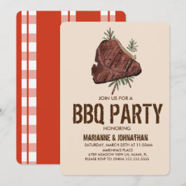 Picknick Grillfest Kokfest Handritad Biff  Inbjudningar