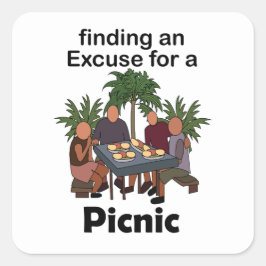 Picknick Hitta en ursäkt för en picknickfest Fyrkantigt Klistermärke