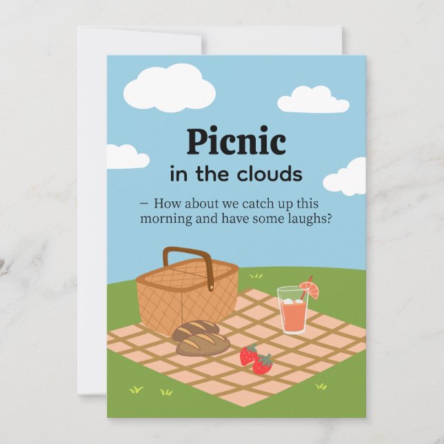 Picknick i molnen - Whimsical utomhusinbjudan Inbjudningar (Framsida)