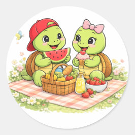 Picknick Kärlek Runt Klistermärke