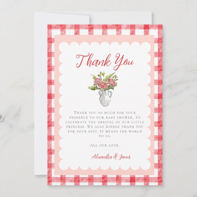 Picknick Sommar Rutig Tjej Bebis Shower Tacksamhet (Framsida)