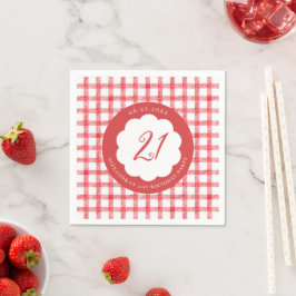 Picknick Sommar Vår Röd Gingham Pyntad Kant Födels Pappersservett