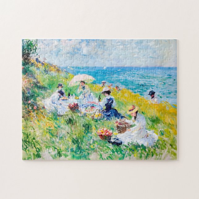 Picknick vid havet - Impressionistisk konstverk Pussel (Horisontell)