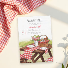 Picknickbordskorg Sommar Röd 21-årsdag Inbjudningar