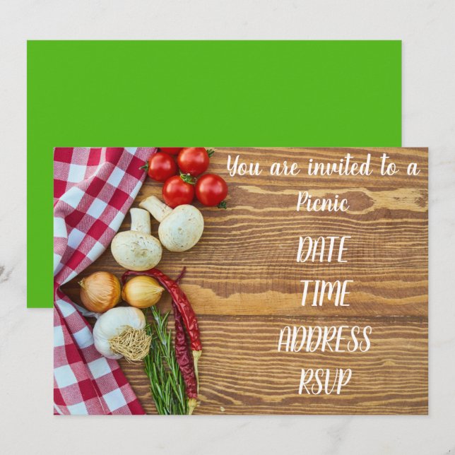 Picknicklunchparty Inbjudningar (Fram/baksida)