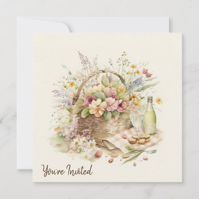 Picknickskörv med födelsedagsfirande för flaska vi inbjudningar (Framsida)