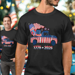 Pickup Truck Flagga 1776 2026 USA Firande T Shirt
