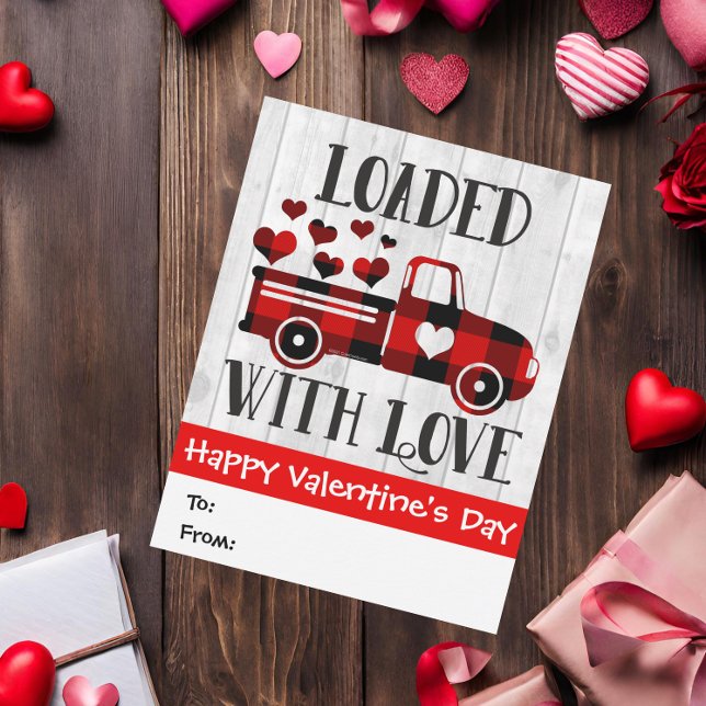 Pickupa Lastbil Buffalo Play Heart Valentindagen Kort (loaded with love valentines day card)