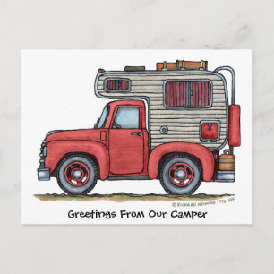 Pickupa Lastbil Camper RV-postkort Vykort