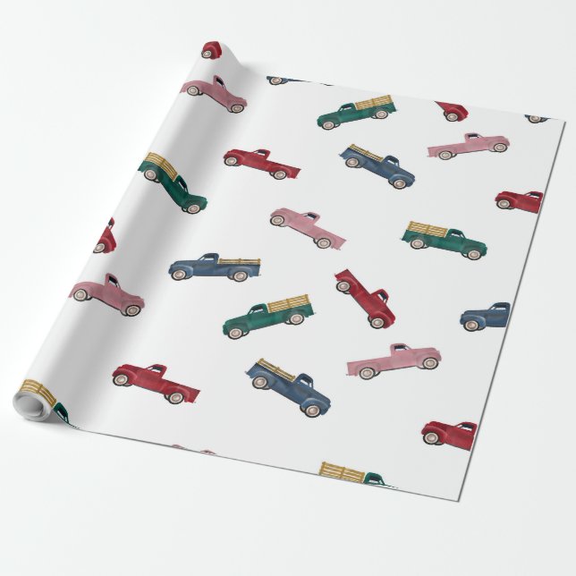 Pickupa Lastbilar Cute Fordon Transport Presentpapper (Utrullad)