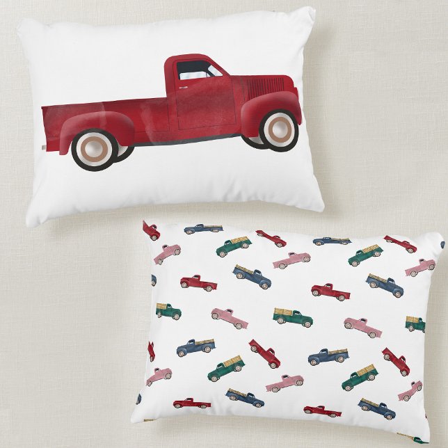 Pickupa Lastbilar Cute Fordon Transport Prydnadskudde (Pickup Trucks Cute Vehicles Car Transportation Accent Pillow)