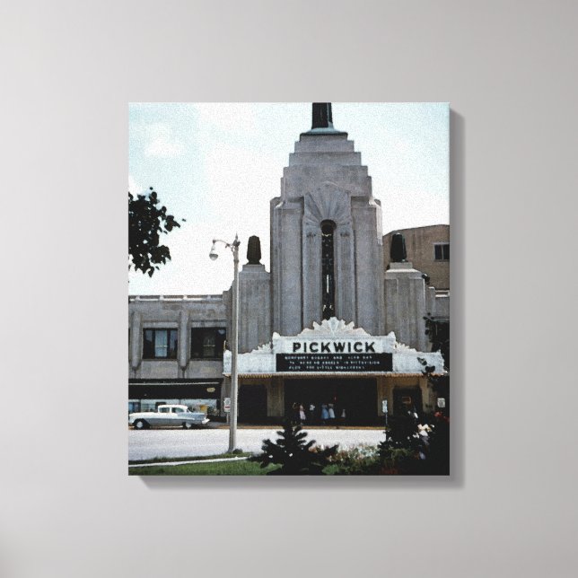 Pickwick Movie Theater Park Ridge Watercolor Art Canvastryck (Framsida)