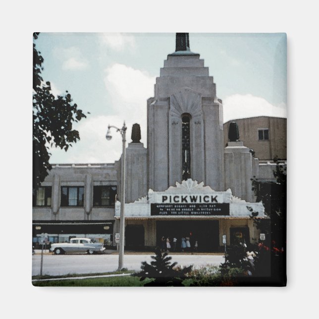 Pickwick Movie Theater Park Ridge Watercolor Art Magnet (Framsidan)