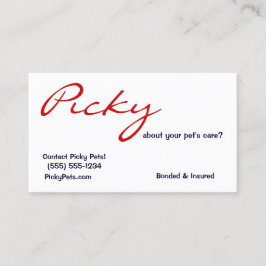 Picky Om Djuromsorg? Rött vitt blått för husdjursp Visitkort