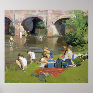 Picnic av floden Withypool Poster