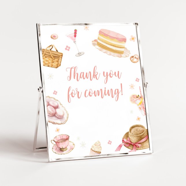 Picnic Baby Brunch Baby Shower Tack för att komma Poster (Picnic Baby Brunch Baby Shower Thank you for Coming Sign)