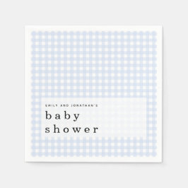 Picnic Baby Shower Namn Blue Gingham Pappersservett