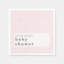 Picnic Baby Shower Namn Rosa Gingham Pappersservett