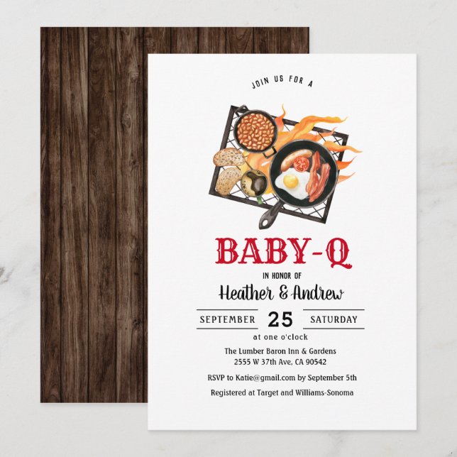 Picnic BabyQ Barbecue Baby Shower-inbjudan Inbjudningar (Fram/baksida)