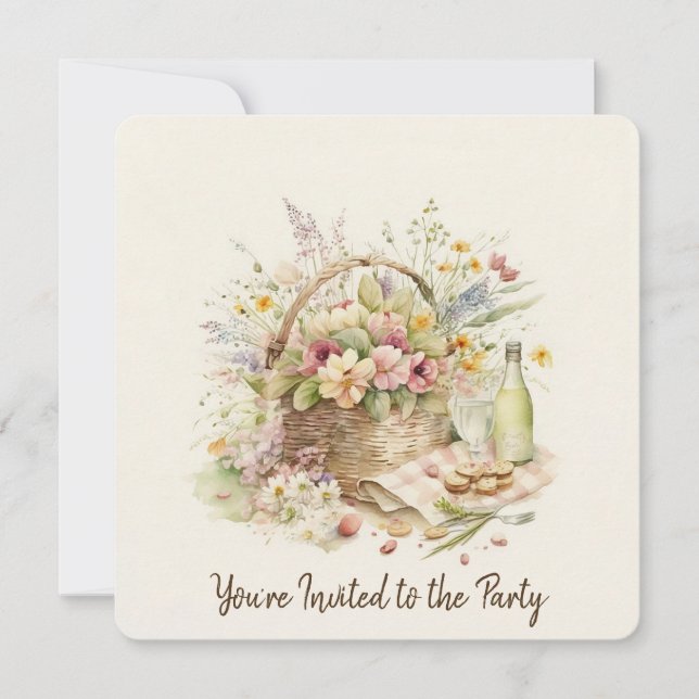 Picnic Basket 90:e Födelsedagsfest Inbjudningar (Framsida)