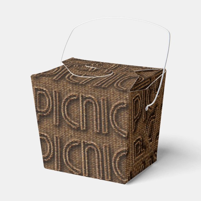 Picnic Basket Funny Wicker Typography Brown Party Presentaskar (Framsidan Sidan)