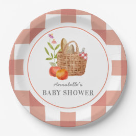 Picnic Basket Red GIngham Baby Shower Papper Plate