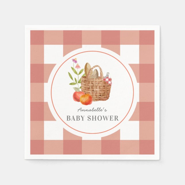 Picnic Basket Red GIngham Baby Shower Pappersservett (Framsidan)