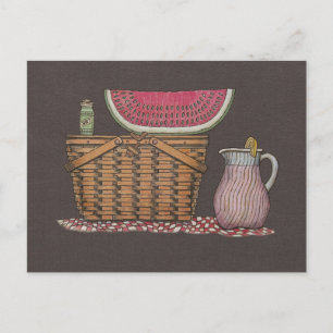 Picnic Basket & Watermelon Vykort