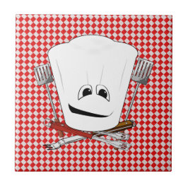 Picnic Bord w/Chef Hat med BBQ Verktyg Kakelplatta