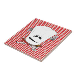 Picnic Bord w/Chef Hat med BBQ Verktyg Kakelplatta