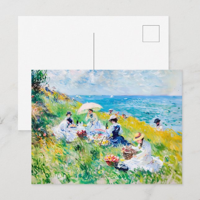 Picnic by Sea - Impressionist Artwork Vykort (Fram/baksida)