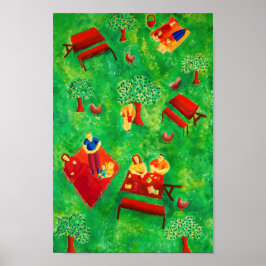Picnic Contemporary Art Acrylic Painting Jigsa Poster